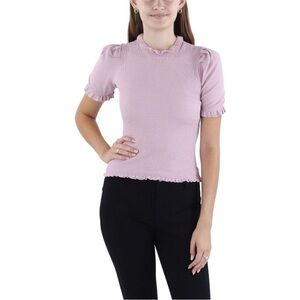Catherine Malandrino Ruched Smocked Collar Bell Sleeve Top Dusty Mauve Small